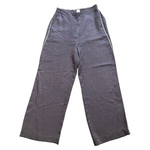 Wilfred Gray Satin Pull On Wide Leg Pants Womens Size 8 High Rise Aritzia Stripe